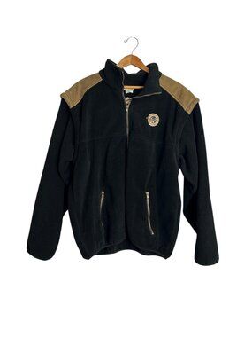 Vtg The Shirt Company Mens XL Jacket Black Fleece Leather Trim Canada Rockies